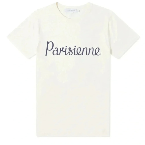 NWT MAISON KITSUNÉ PARISIENNE CLASSIC Short Sleeve TEE LATTE - Picture 1 of 4